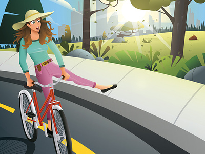 Yuppi. Cyclist illustration vector