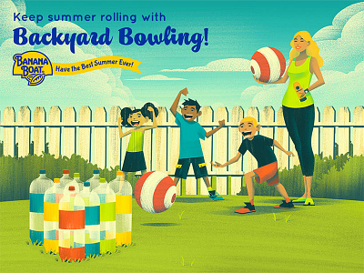 Backyard Bowling art direction banana boat concept illustration social