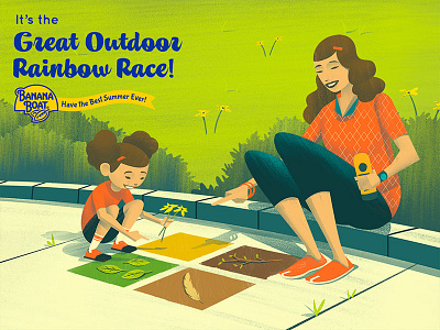 Outdoor Rainbow Race art direction banana boat concept illustration social