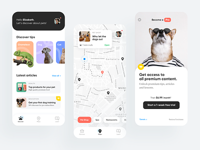 Dirty Paws animals app appdesign bendingspoons clean concept design designflows mobile pets ui ux visual design