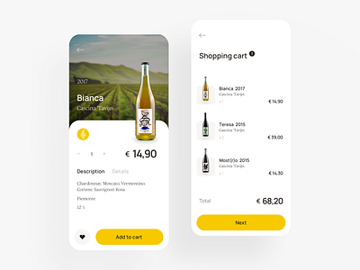 Wine eCommerce concept app appdesign cart design ecommerce ecommerceapp flat food and drink icon inspiration ios minimal product page typography ui userinterface ux web