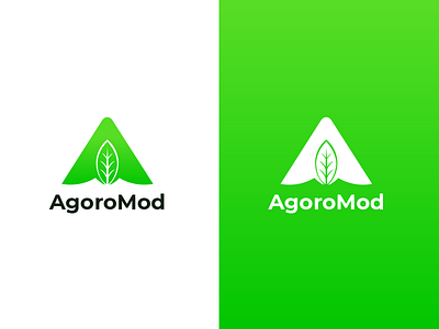 AgoroMod a agriculture branding corporate green leaf logo monogram plant shape