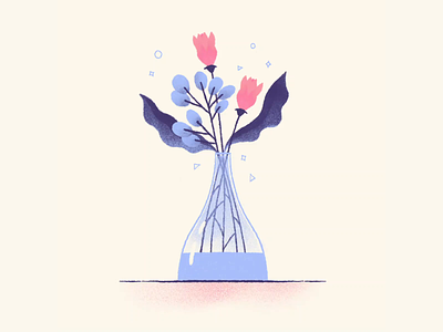Vase animation blue duotone flowers illustration procreate vase