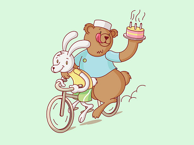 Delivery adobe illustrator bear illustration pen tool rabbit vector