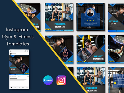 Instagram Fitness Training and Gym Canva Templates