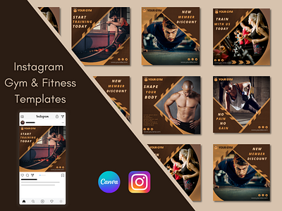 Instagram Fitness Training and Gym Canva Templates