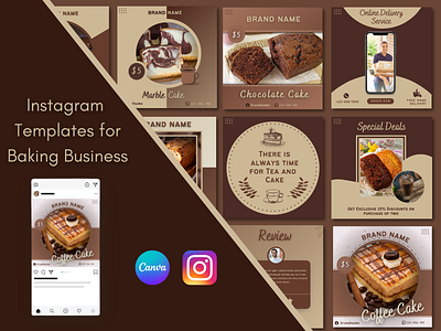 Canva Templates for Tea Cakes | Baking Business Posts