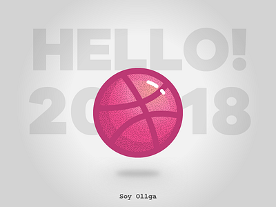 Hello Dribbble 2018 debut dribbble hello ollga pink vector