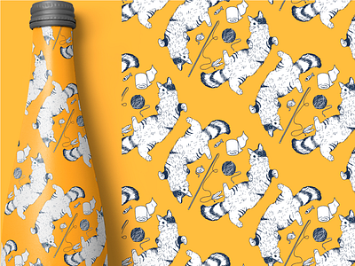 Los Gatos bottle illustration kitty motivo pattern textura texture