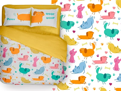 Los Perritos dog duvet illustration motivo pattern pet puppy textura texture