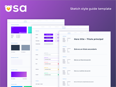 Osa Style guide colors design system develop guide page input modal osa sketch style guide style guides template