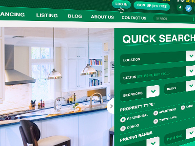 Geyser green home rental geyser themeforest property residential apartment condo real estate quick search web mockup layout web design design responsive test