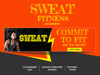 Sweat Fitness Web Ad Banners ads fitness google ads gym health modern outdoor running sweat web ads