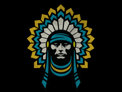 Nat-Ame 4 american blue chief drawing graphic head headdress ilustration indian native white yellow