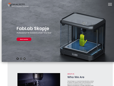 FabLab Skopje Student Project 3 adobe xd adobexd concept design fablab industrial design industrial design engineering industrial engineer industrial engineering laboratory landing page mechanical engineering student project ui user experience user interface ux uxui web web design