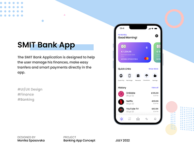 SMIT Bank App adobe xd app design apps bank bank app design finances landing page money ui user experience user interface ux uxui