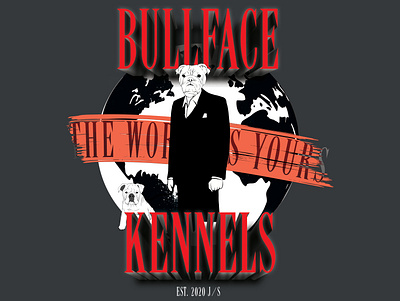 Bullface Kennels Illustration 3D Logo cartoon design graphic design illustration logo