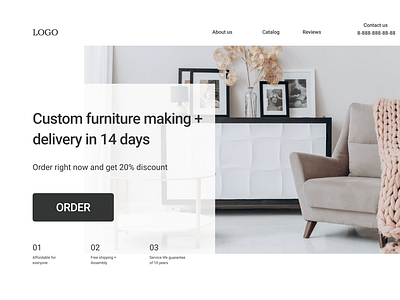 Custom furniture landing page