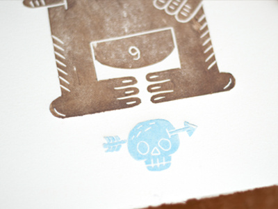 MOKO monster handmade handprint illustration linocut linopress moko monster skull