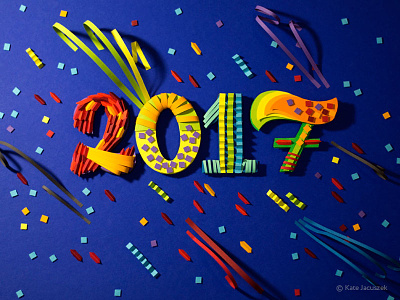 Happy New Year Paper Lettering art cut cyrillic font handdrawn handtype letter lettering logo paper type typography