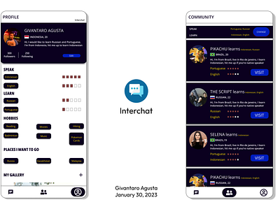 Interchat - Learn languages while making friends branding graphic design logo ui ux