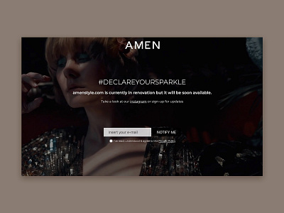 Amen Style - Holding Page amen css css 3 databasebuilding development fashion holding html illustration newsletter page page design style ui uxdesign video webdesign