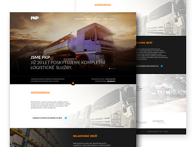 PKP redesign blue concept dark full screen homepage logistic lorry orange transport truck website