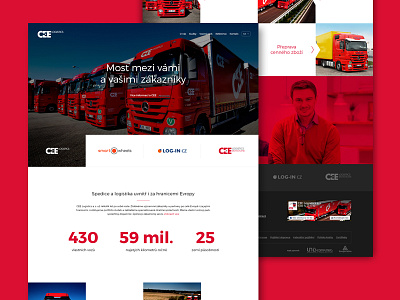 CEE logistics business designer freelancer fullscreen layout minimal modern red responsive typo web website