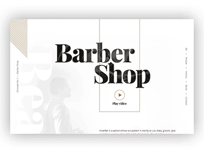 Concept No. 1 – Barber Shop – Animation animation barber shop bold concept gold grid layout onepage parallax typography white
