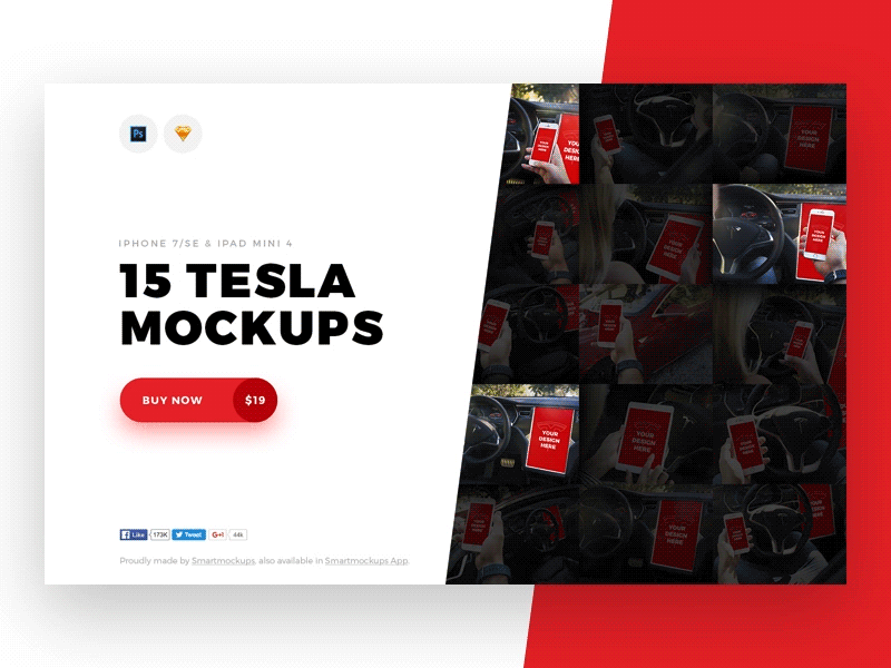 15 Tesla Mockups for Photoshop & Sketch