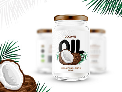 Coconut Oil Label amazon coconut illustration jar label offline oil paper print product typography vector
