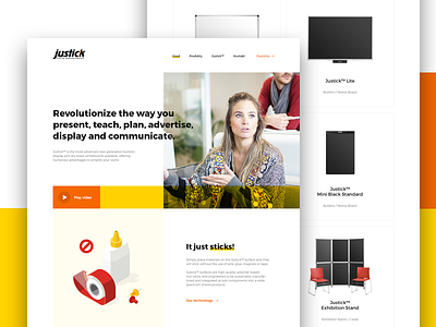 Justick accessories clean flat illustration landing page microsite office photoshop responsive sketch store typography
