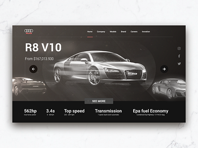 Car UI concept - Audi R8 carui graphic design landingpage luxury ui uidesign uitrend ux uxdesign webdesign webui
