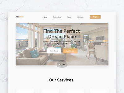 Real Estate Landing page appartment home house properties real estate rent ui uidesign uxdesign web design web page