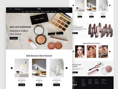 Beauty Product Landing Page beauty cosmetic design desktop landing landing page logo luxury make up makeup minimal skin typography ui ux web website