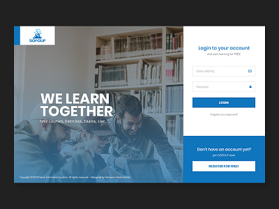 Clean Blue and White Login Page blue form landing page log in login login page mockup onepage sign in sign up ui white