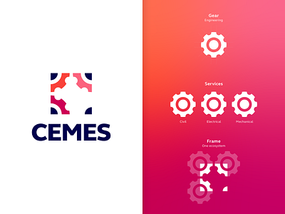 CEMES Logo branding cog engineering gear gears graphic design icon logo logo design service services startup startup branding startup logo