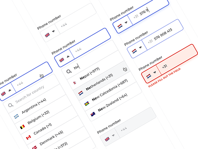 Phone number input field with Country code