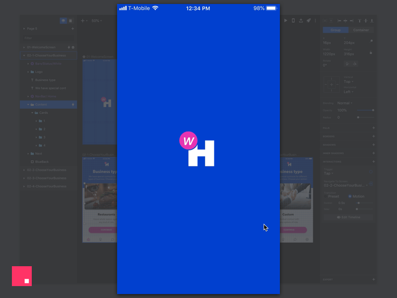 InVision Studio for Animation animation app appdesign application blue blue and white clean design interface invision studio ios iphone prototype prototype animation ui