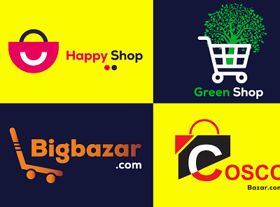 E-commerce logo design 3d amazon logo animation branding design ecommerce logo design graphic design illustration logo logo design logo maker online store shopify logo ui vector