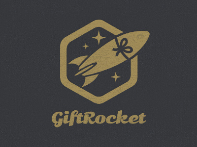 GiftRocket Logo black gold illustration logo mike kus web design