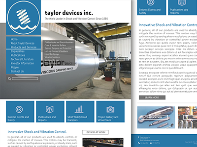 Taylor Devices, Inc. - Website Mockup graphic design mockup website