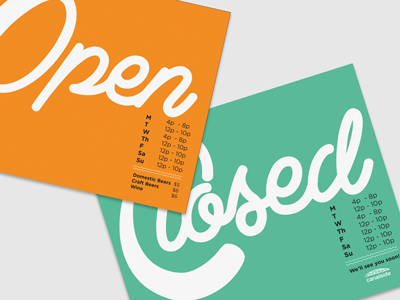 Open and Closed Signage for Canalside branding guidelines public signage