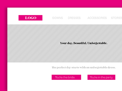 Preliminary Mockup - A Bridal Website bridal mockup pink two choices