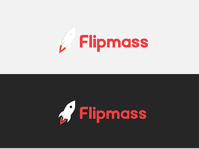 Brand identity - logo and custom logotype for Flipmass flipmass logo logotype red rocket rocketship social social media