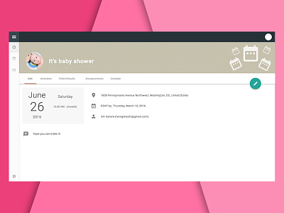 WIP : UI of event management product - Google Material Design collaboration events google material design invitation management