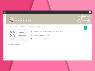 WIP : UI of event management product - Google Material Design