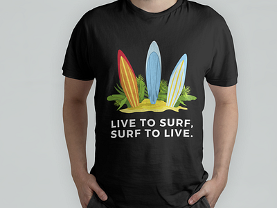 Live to surf t-shirt design
