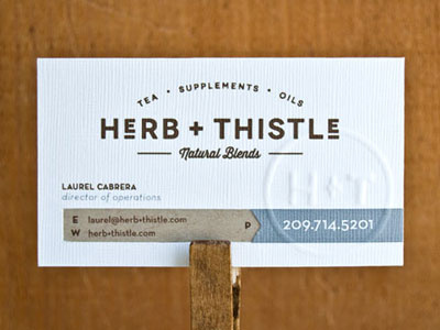 Herb Thistle Card branding brown business card collateral concept design embossed grey letterpress logo stationary set typography