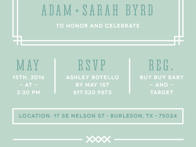 Baby Shower Invite baby shower border design details green invitation invite layout mint type typography white